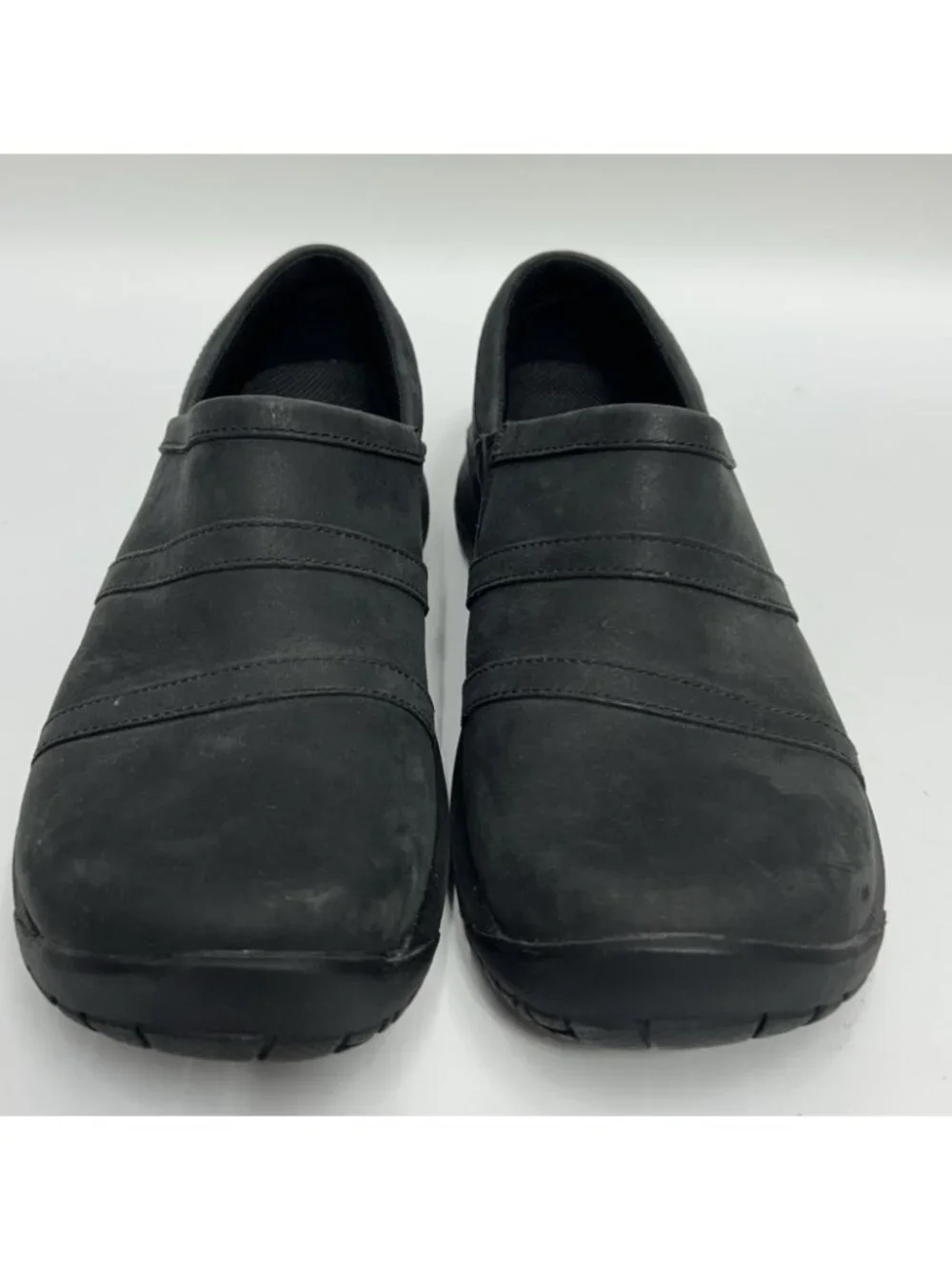 Merrell Womens Shoes Size 7 Encore Moc 4 Black Leather Clogs Slip On Shoes EUC!